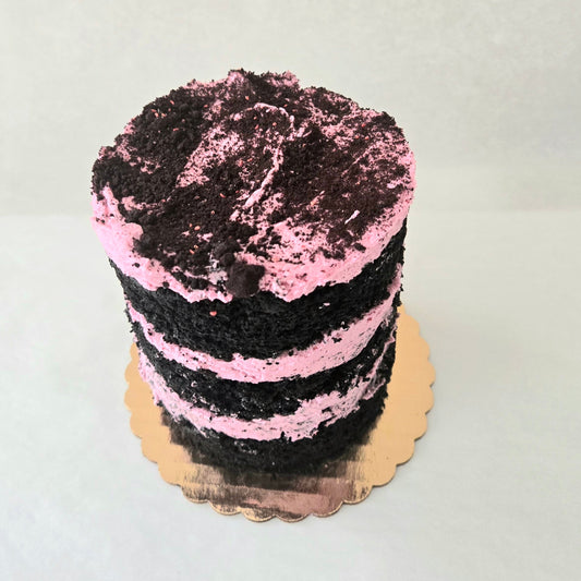 4" Inch Bento Box Black Cocoa Raspberry Naked Cake